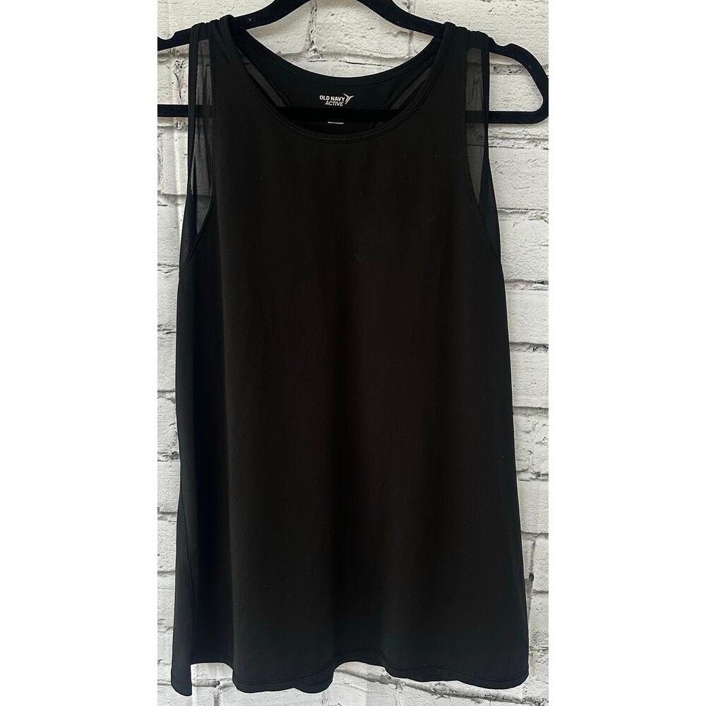 Preowned Old Navy Active Go Dry XL Tall Black Racerback Workout Tank Mesh Edge